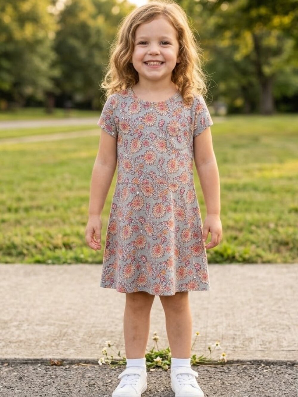NEW Gap Kids Toddler Flower Print Cotton Casual Short Sleeve Skater Twirl Dress